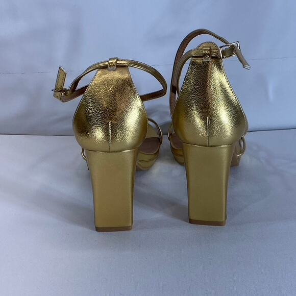 CHINESE LAUNDRY Women's Gold Metallic Taryn Strappy Square-Toe Sandals SZ 9 - Picture 8 of 12